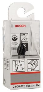 Bosch - Standard Seri Ahşap İçin Çift Oluklu Sert Metal V-Kanal Freze 8*11*45 mm