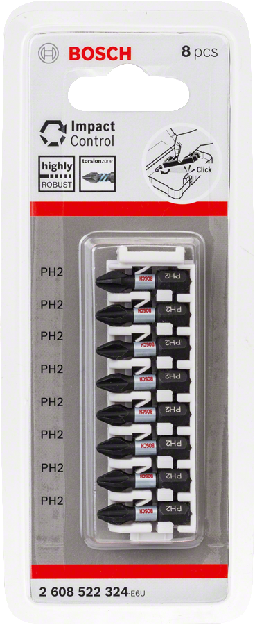 Bosch - Impact Control Serisi Vidalama Ucu 8'li PH2 *25mm - 2608522324