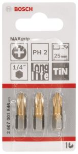 Bosch - Max Grip Serisi Vidalama Ucu PH2*25 mm 3'lü
