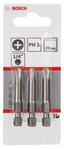 Bosch - Extra Hard Serisi Vidalama Ucu PH3*49 mm 3'lü