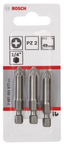 Bosch - Extra Hard Serisi Vidalama Ucu PZ 2*49 mm 3'lü