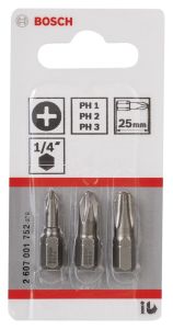 Bosch - 3 Parçalı Extra Hard Serisi Vidalama Ucu Seti PH1/2/3*25 mm