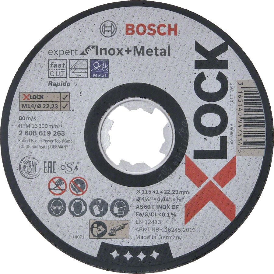 Bosch - X-LOCK - 115*1,0 mm Expert Serisi Düz Inox (Paslanmaz Çelik) Kesme Diski (Taş) - Rapido - 2608619263
