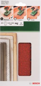 Bosch - Titreşimli Zımpara Kağıdı 10'lu, 115 x 230 mm 40 Kum 14 Delik