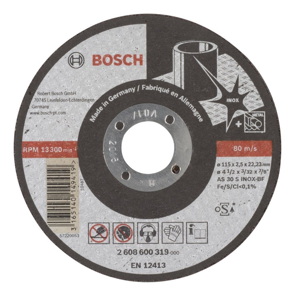 Bosch - 115*2,5 mm Expert Serisi Düz Inox (Paslanmaz Çelik) Kesme Diski (Taş) - 2608600319