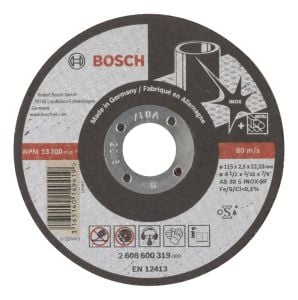 Bosch - 115*2,5 mm Expert Serisi Düz Inox (Paslanmaz Çelik) Kesme Diski (Taş) - 2608600319