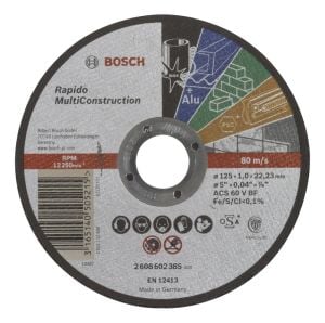Bosch - 125*1,0 mm Çoklu Malzemelerde Kullanım İçin Düz Kesme Diski (Taş) - 2608602385