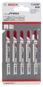 Bosch - Temiz Kesim Serisi Akrilik Cam İçin T 102 Bf Dekupaj Testeresi Bıçağı - 5'Li Paket - 2608636781