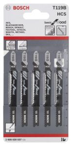 Bosch - Ekonomik Seri Ahşap İçin T 119 B Dekupaj Testeresi Bıçağı - 5'Li Paket