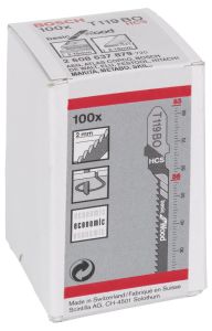 Bosch - Ekonomik Seri Ahşap İçin T 119 BO Dekupaj Testeresi Bıçağı - 100'Lü Paket