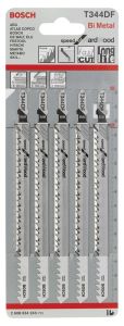 Bosch - Hızlı Kesim Serisi Sert Ahşap İçin T 344 DF Dekupaj Testeresi Bıçağı - 5'Li Paket