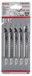 Bosch - Temiz Kesim Serisi Sert Ahşap İçin T 301 CDF Dekupaj Testeresi Bıçağı - 5'Li Paket