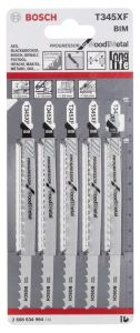 Bosch - Ahşap Ve Metal İçin T 345 XF Dekupaj Testeresi Bıçağı - 5'Li Paket - 2608634994