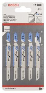 Bosch - Ekonomik Seri Metal İçin T 118 G Dekupaj Testeresi Bıçağı - 5'Li Paket