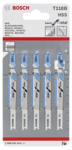 Bosch - Ekonomik Seri Metal İçin T 118 B Dekupaj Testeresi Bıçağı - 5'Li Paket