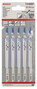 Bosch - Kırılmaya Karşı Dayanıklı Seri Metal İçin T 318 BF Dekupaj Testeresi Bıçağı - 5'Li Paket