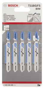 Bosch - Ekonomik Seri Inox (Paslanmaz Çelik) İçin T 118 GFS Dekupaj Testeresi Bıçağı - 5'Li Paket
