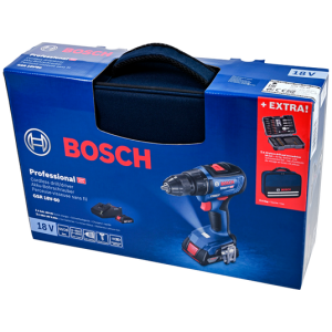 Bosch GSR 18V-50 (2x2Ah) Çift Akülü Delme/Vidalama (BEZ ÇANTALI) + 43Pc Vidalama Seti - 06019H5004