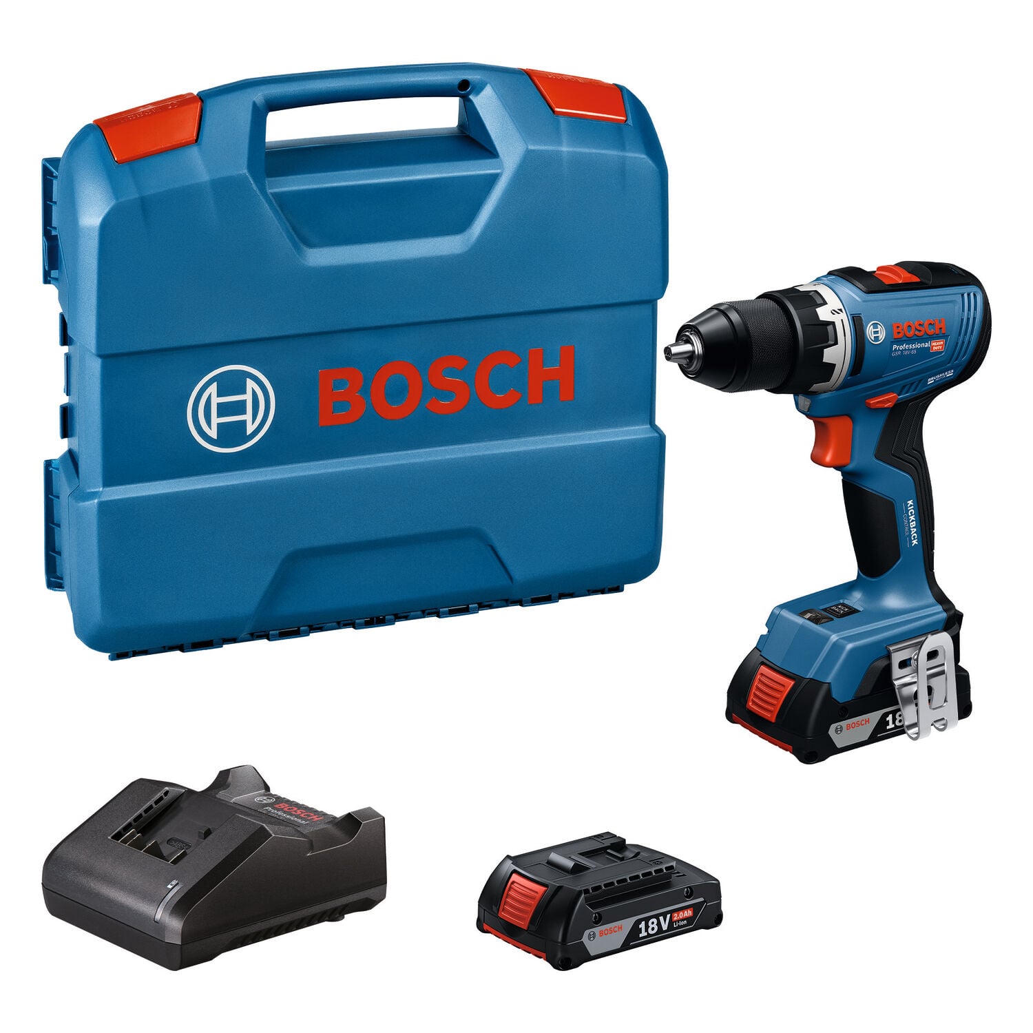 Bosch GSR 18V-65 (2X2Ah) Çift Akülü Delme Vidalama Makinesi - 06019N3000