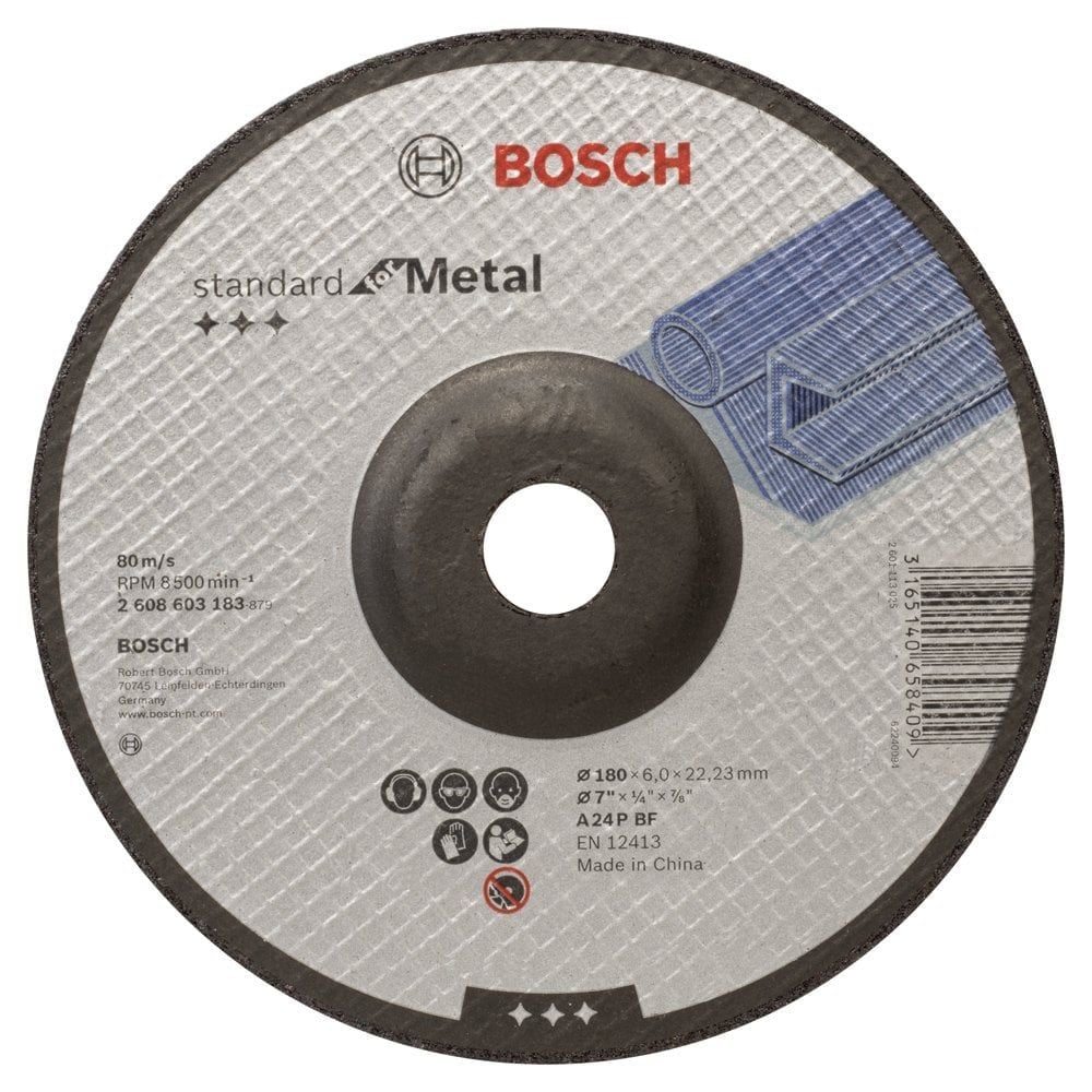 Bosch - 180*6,0 mm Standard Seri Bombeli Metal Taşlama Diski (Taş) - 2608603183