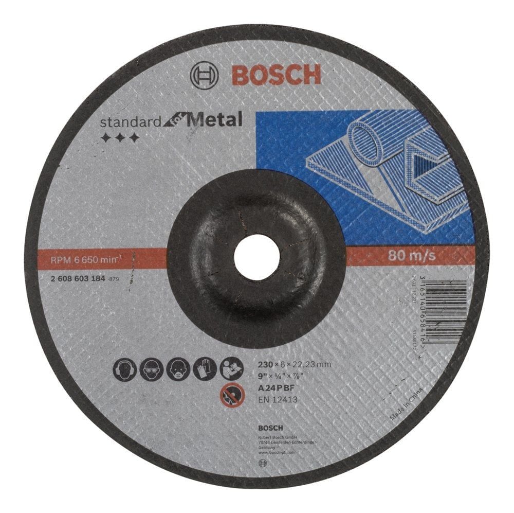 Bosch - 230*6,0 mm Standard Seri Bombeli Metal Taşlama Diski (Taş) - 2608603184