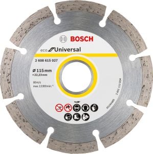 Bosch - Ekonomik Seri 9+1 Genel Yapı Malzemeleri İçin Elmas Kesme Diski 115 mm - 2608615040