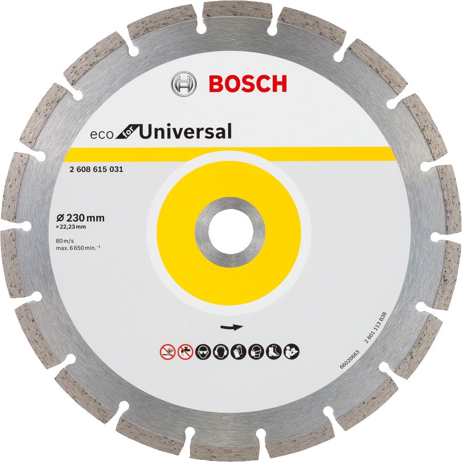 Bosch - Ekonomik Seri 9+1 Genel Yapı Malzemeleri İçin Elmas Kesme Diski 230 mm - 2608615044