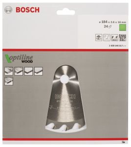 Bosch - Optiline Serisi Ahşap için Daire Testere Bıçağı 184*16 mm 24 Diş