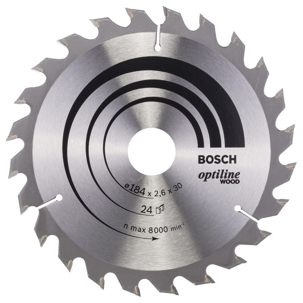 Bosch - Optiline Serisi Ahşap için Daire Testere Bıçağı 184*30 mm 24 Diş - 2608640610