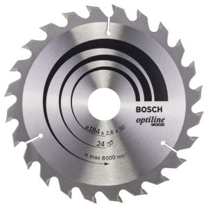 Bosch - Optiline Serisi Ahşap için Daire Testere Bıçağı 184*30 mm 24 Diş - 2608640610