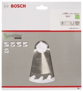 Bosch - Optiline Serisi Ahşap için Daire Testere Bıçağı 184*30 mm 24 Diş - 2608640610