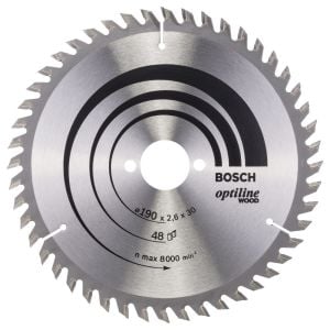 Bosch - Optiline Serisi Ahşap için Daire Testere Bıçağı 190*30 mm 48 Diş - 2608640617