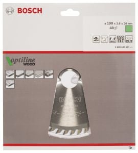 Bosch - Optiline Serisi Ahşap için Daire Testere Bıçağı 190*30 mm 48 Diş - 2608640617